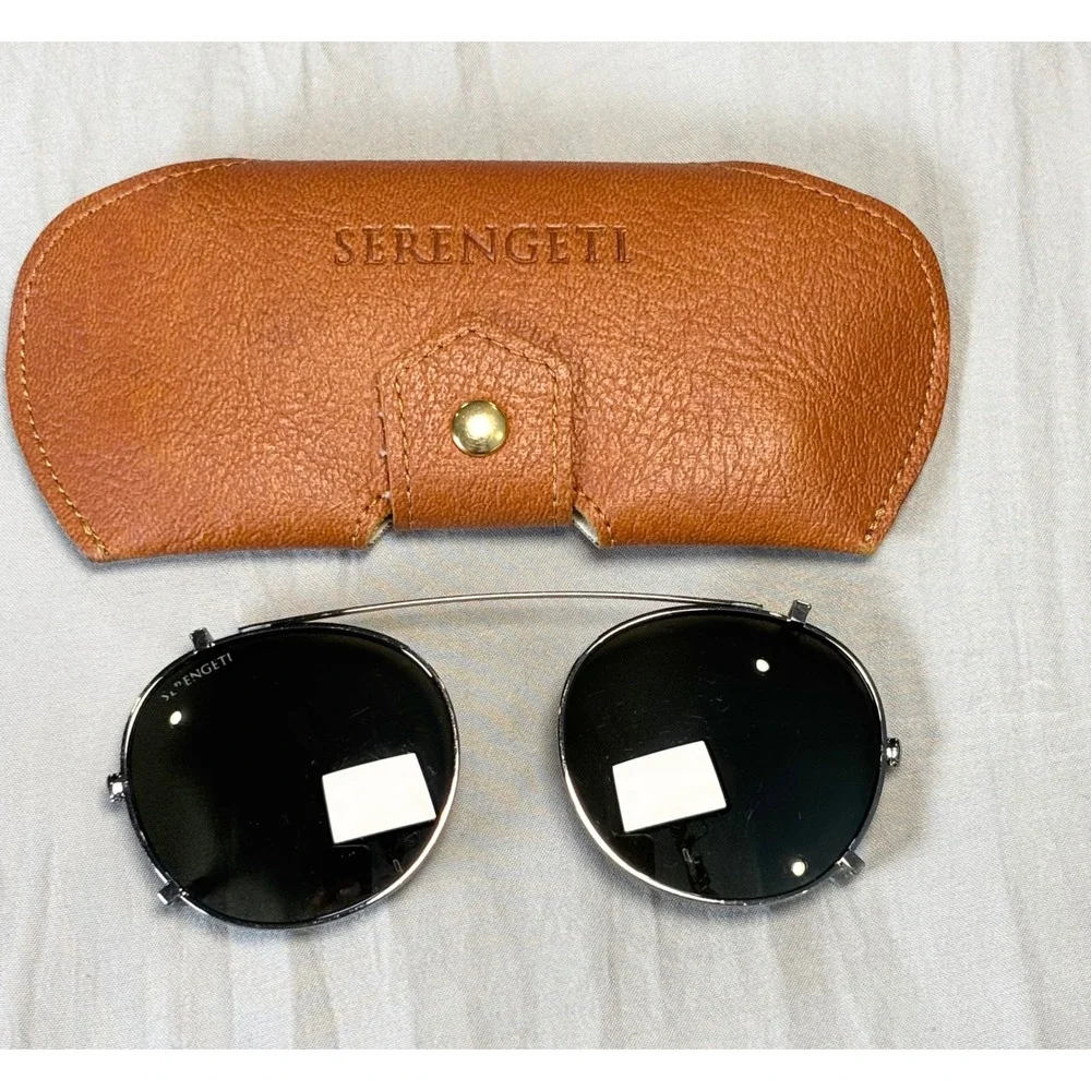 Serengeti Clip On Sunglasses Silver  Mens round